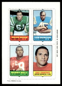 1969 TOPPS FOOTBALL FOUR IN ONE INSERT CARDS STAMPS NFL YOU CHOOSE SEE LIST