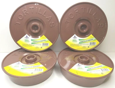 (4) Tortilla Keeper 8.5" Containers Tortillas Pancakes Tacos Pita Warm Fresh NEW - Image 1 of 4