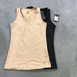 TOMMIE COPPER Tank Womens Medium 2 PACK Core Tank Top Beige Black NWT - Picture 1 of 8