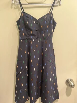 Vestido sin mangas Modcloth nuevo sin etiquetas, estampado de caballito de mar azul marino, 00 Foto 1 de 4