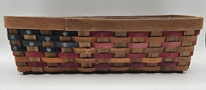 Patriotische USA Flagge gewebter Holzkorb 14,25" Land Primitiv Bauernhaus Dekor - Bild 1 von 12