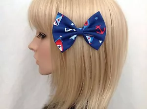 Nautical anchor sailor hair bow clip rockabilly pin up cute girls vintage retro - Foto 1 di 1