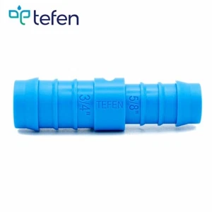 Tefen Hose Tube Fitting Connector, Reducing Straight Plastic Blue PK 5/10/25 - Picture 1 of 8