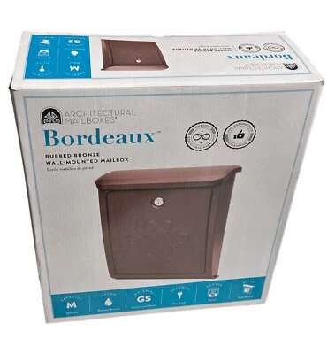 Bordeaux Rubbed Bronze,Wall Mount Mailbox With Lock/Keys Medium 2697RZ-10 New - Image 1 of 4