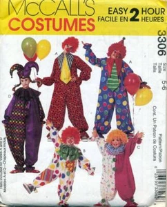3306 MCCALL'S CLOWN, HOFNARR & HARLEKIN KOSTÜM GRÖSSE KINDER 5-6 - Bild 1 von 2
