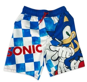 Sz 4-7 Sonic the Hedgehog Swimsuit Swim Trunks Boy's SEGA Video Game NEW - Picture 1 of 3