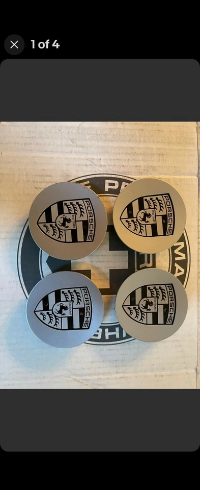 Juego de 4 tapas centrales plateadas para Porsche 911 Panamera Cayenne Boxter Cayman Foto 1 de 1