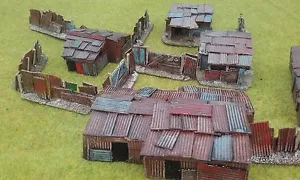 New! 5 x 15mm Shantys plus fencing Wargaming Terrain AK47 District 9 Sci-fi - Picture 1 of 9