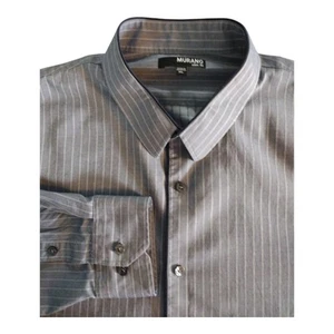 Murano Long Sleeve Slim Fit Shirt Mens XL Grey Stripe - Picture 1 of 4