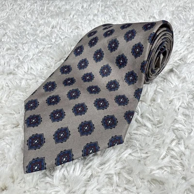 Vintage Enrico Guccini Silk Tie XL Medallion Geometric Hand Made Italy Ivy 80's - Image 1 of 4