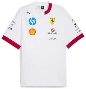 Scuderia Ferrari F1 Men's Miami GP 2025 Driver's Oversized T-shirt - White - Afbeelding 1 van 6