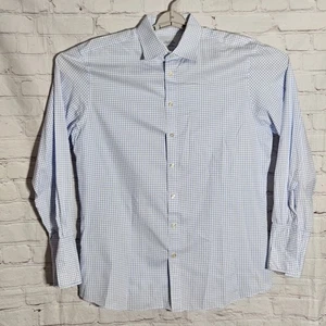 CHARLES TYRWHITT Sz 17.5-35 Dress Shirt Slim Fit Blue White Check French Cuffs - Picture 1 of 6