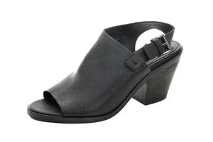 Eileen Fisher Peep Toe Leather Sandals Shoes Block Heel Women's Sz 7 - Picture 1 of 10