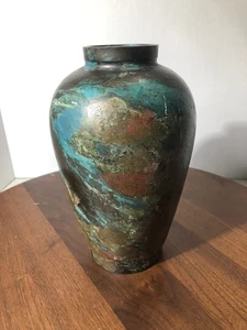 "Urna jarrón vintage japonesa pátina bronce tono tierra 8,5""" - Imagen 1 de 7