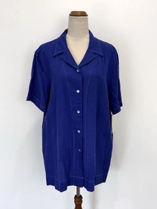 NWT Dolina Australia Womens Top 18 XL Cobalt Pearl Buttons Linen Career Coastal - Bild 1 von 10