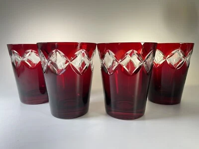 Ajka Crystal Dibbern Casino Rhombus Ruby Red Old Fashion - Image 1 of 4