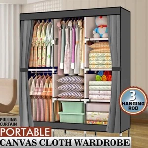 Portable Clothes Storage Non-woven Fabric Holder Closet Shelves Wardrobe Rack - Picture 1 of 9