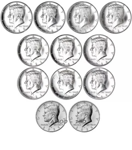 Lot de 12 pièces demi dollar Kennedy non circulées 2020-2021-2022-2023-2024-2025 P&D - Photo 1/1