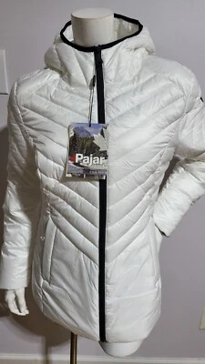NEW PAJAR WOMEN'S COLETTE LIGHTWEIGHT PACKABLE HOODED PUFFER WHITE JACKET SIZE L - Image 1 of 4