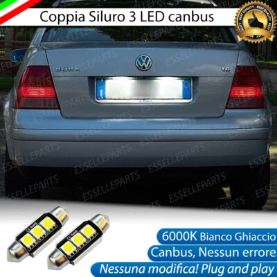 LUCI TARGA VOLKSWAGEN VW BORA LAMPADE CANBUS SILURO C5W 3 LED 6000K LUCE BIANCA - Immagine 1 di 4