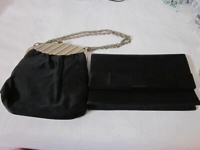 2 Vintage Black Fabric Mardane USA & Bow front 20's 30's  style handbags purses - Image 1 of 4