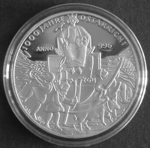 Austria 20€ Silver Proof 1996 Euro Forerunners Ostarrichi Millennium .925Ag 24g - Picture 1 of 8
