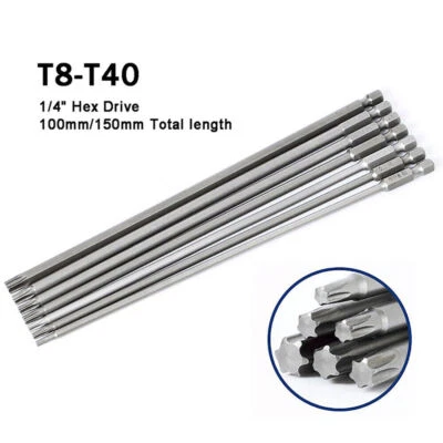 1/4" Magnetic Long Torx Bits Screwdrivers Bit T8 T10 T15 T20 T25 T27 T30 T40 - Image 1 of 4