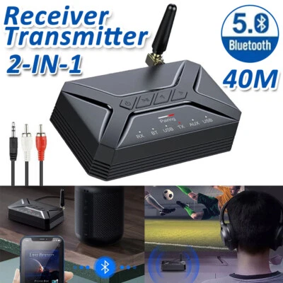 Transmisor Bluetooth 5.0 Receptor Adaptador de Audio Largo Alcance para TV Hogar Estéreo Foto 1 de 4