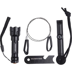 HUMVEE Outdoor Survival 4 piece Kit LED light whistle wire saw fire starter - Picture 1 of 5