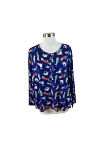 Boden Alba Navy Blue Pajama Top Dachshund Dog Holiday Size US 10 - Picture 1 of 5