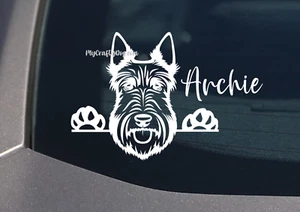 Scottish Terrier Sticker Vinyl Decal Peeking Scottie Dog Mum Quality Gift Custom - Picture 1 of 5