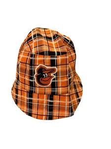 Baltimore Orioles MD MLB O's Miller Lite Floppy Bucket Hat Orange Black Plaid - Picture 1 of 4