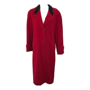 Red Wool Coat Overcoat FW2023 Elevated Fashion Velvet Old Money Luxury Vintage - Picture 1 of 15