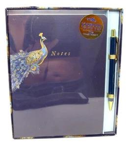 Punch Studio Notes Journal w/ Pen Peacock Script Soft Cover 104 ruled shts 45010 - Picture 1 of 8