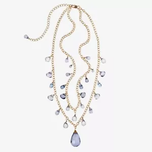 DANA KELLIN FOR TARGET BRIOLETTES PENDANT FACETED CRYSTALS NECKLACE NWOT LT BLUE - Picture 1 of 9