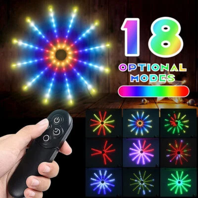 RGB LED Firework Starburst Light Wall Hanging Lights Christmas Wedding Decor USB - Image 1 of 4