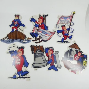 Bud Man Decal Stickers Bicentennial Colonial Themed Budweiser Vtg 1970s Mascot - Picture 1 of 9