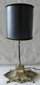 Vintage Japan Brass Inkwell Desk Lamp with Black Shade - Picture 1 of 10