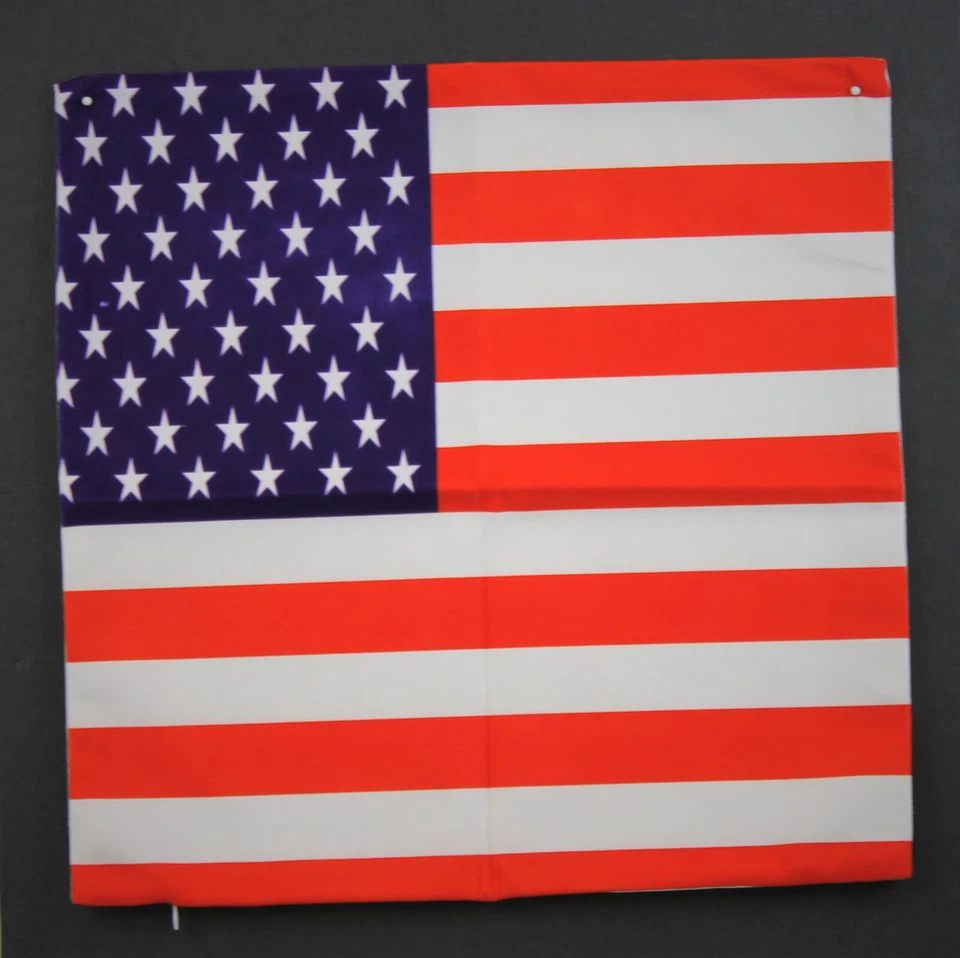 Pillow Cover Sham Stars Stripes USA American Flag Red White Blue Zip Close 17" - Image 1 of 4