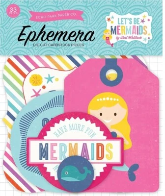 Troquelados Let's Be Mermaids Echo Park Ephemera 33 piezas natación mar sol vela pulpo Foto 1 de 2