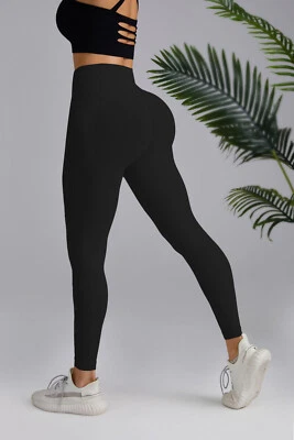 Mujer Ultra Suave Cintura Alta Entrenamiento Leggings Desnudos Control Abdomen Yoga Pantalones Foto 1 de 4