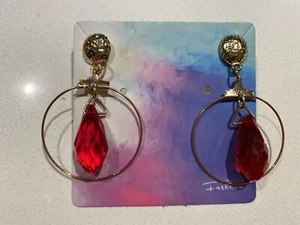 Crystal Drop Dangle Earrings, Trendy Gemstone Hoop Earrings, Minimalist Earrings - Picture 1 of 10