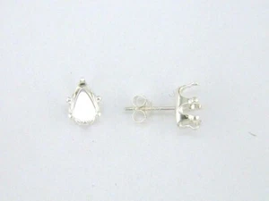 Ajustes de pendientes Snaptite de 6 clavijas en forma de pera plata esterlina - Imagen 1 de 3