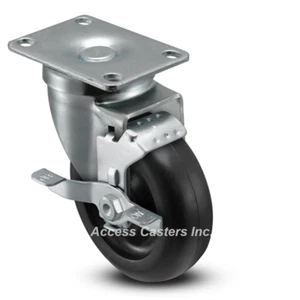 AS40P1PODSB 4" Swivel Caster with Brake, Polyolefin Wheel - Picture 1 of 2