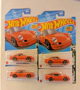 Hot Wheels Orange Porsche 911 Carrera RS 2.7 - #125/250 - RETRO RACERS - NEW X4 - Picture 1 of 2