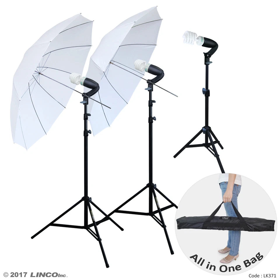 LINCO Lincostore Photography Studio Lighting Kit Photo Umbrella Bulb Stand LK371 - Image 1 of 4