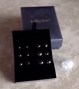 LongWay 6 pair multi-size black stone stud earrings, bonus 12 silicon push backs - Picture 1 of 5