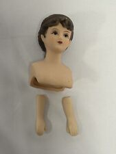 Bisque Doll Head and Hands Lady Victorian style Brown hair doll making parts 2