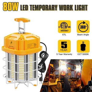 80W LED Temporary Work Light Waterproof Outdoor Construction High Bay Lights ETL - Picture 1 of 8