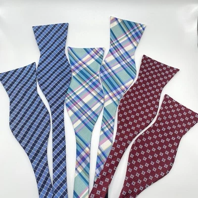 Tommy Hilfiger Silk Bow Ties 2.75" Wide Set of Three in Plaid, Stripes, Diamonds - Image 1 of 3